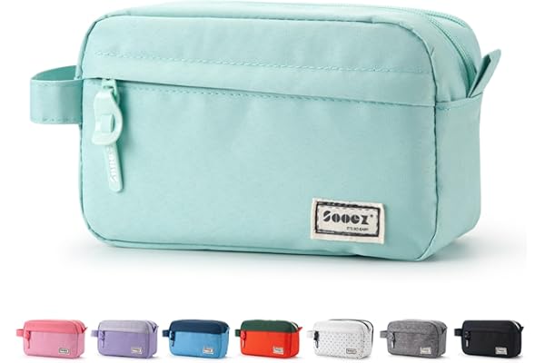 Sooez High Capacity Pencil Case, Big Pencil Bag Pouch Box Organizer Pen Case, Portable Journaling Supplies with Easy Grip Handle & Loop, Asthetic Supply for Girls Adults, Mint Green