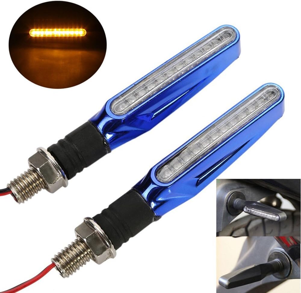 OSAN Turn Light Signal, 12LED Universal Motorcycle Turn Signal Indicator Light Blinker Lamp Amber 2pcs Blue