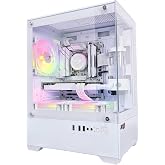 JEMIP Evo X Gaming PC Case, White, Tempered Glass Panels, 3 ARGB Fans Included, Micro-ATX Computer Case, Gaming Chassis