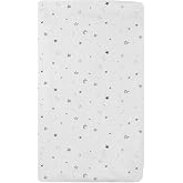 TL Care Printed 100% Natural Cotton Jersey Knit 18 x 36 Cradle/Bassinet Sheet - Fitted, Gray Stars and Moons, Soft Breathable, for Boys and Girls