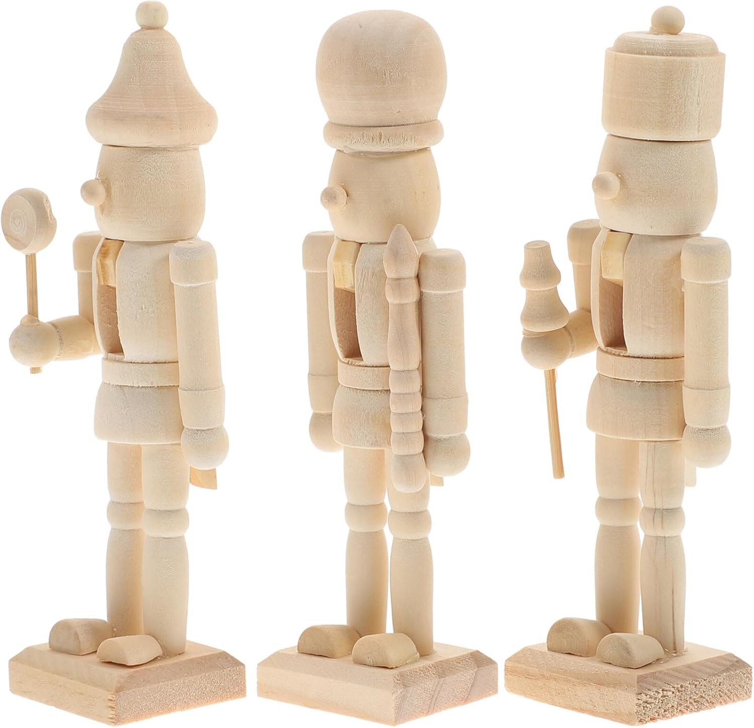 Nutcrackers - MAGICLULU 3Pcs Christmas Wooden Unfinished Nutcracker Wooden Nutcracker to Paint Unpainted Nutcracker for Christmas Decor DIY Craft