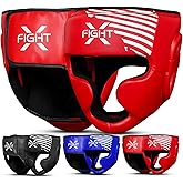 FightX Boxing Headgear for Men & Women, Synthetic Leather MMA Training Equipment, Muay Thai, Kickboxing and UFC Sparring Headgear for Youth