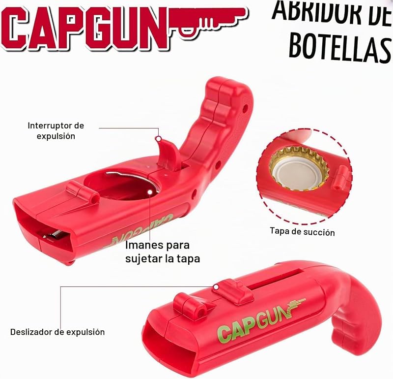 Abridor de Garrafas 3PCS, Abridor de Cerveja Engraçado, Abridor de Cerveja, Tampa de Garrafas, Pistola com Arma para Festas em Casa, Churrasco ao ar livre, Brincadeira Criativa, Presente Engraçado (Vermelho+Cinzento+Preto) — foto 2 de 7
