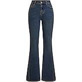 CIDER High Stretch Denim High Rise Solid Flared Jeans
