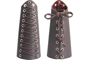 GELCONNIE Leather Gauntlet Wristband Wrist Armor Leather Bracers Medieval Vambrace Archery Bracers Viking Guards for Men Women 2PCS