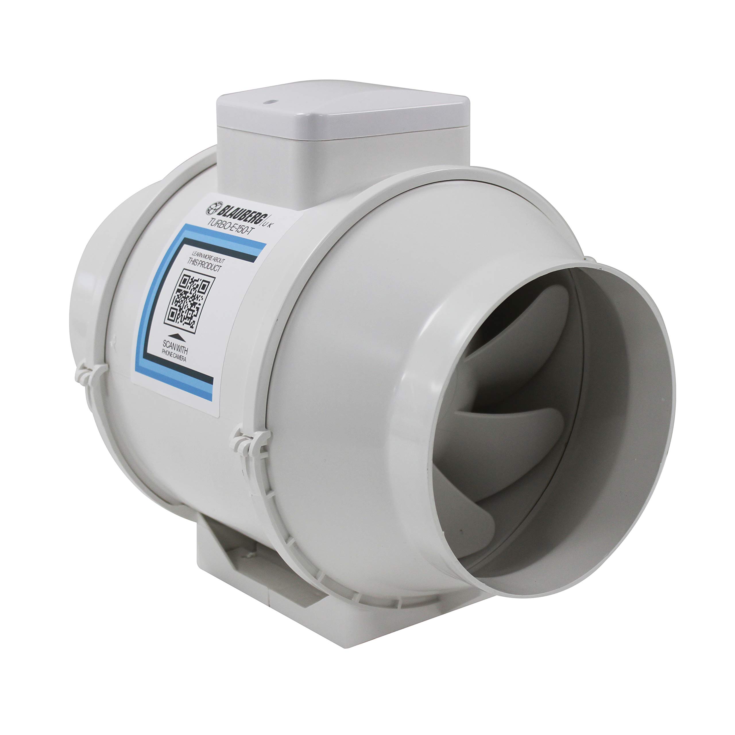 150mm In Line Bathroom Extractor fan with Run on Timer 6 inch Loft Mounted Inline Shower Ceiling Powerful Ventilation Damp Control 150 mm Silent In-line Toilet Ventilator