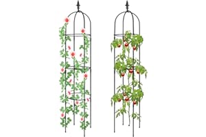 2Pcs Plant Cages and Supports, Deaunbr Tomato Cage 6FT Tall Plant Stakes Heavy Duty Garden Trellis for Indoor & Outdoor Plants, Climbing Plant, Tomatoes, Vegetables, Fruits, Flowers, Pots, Vines