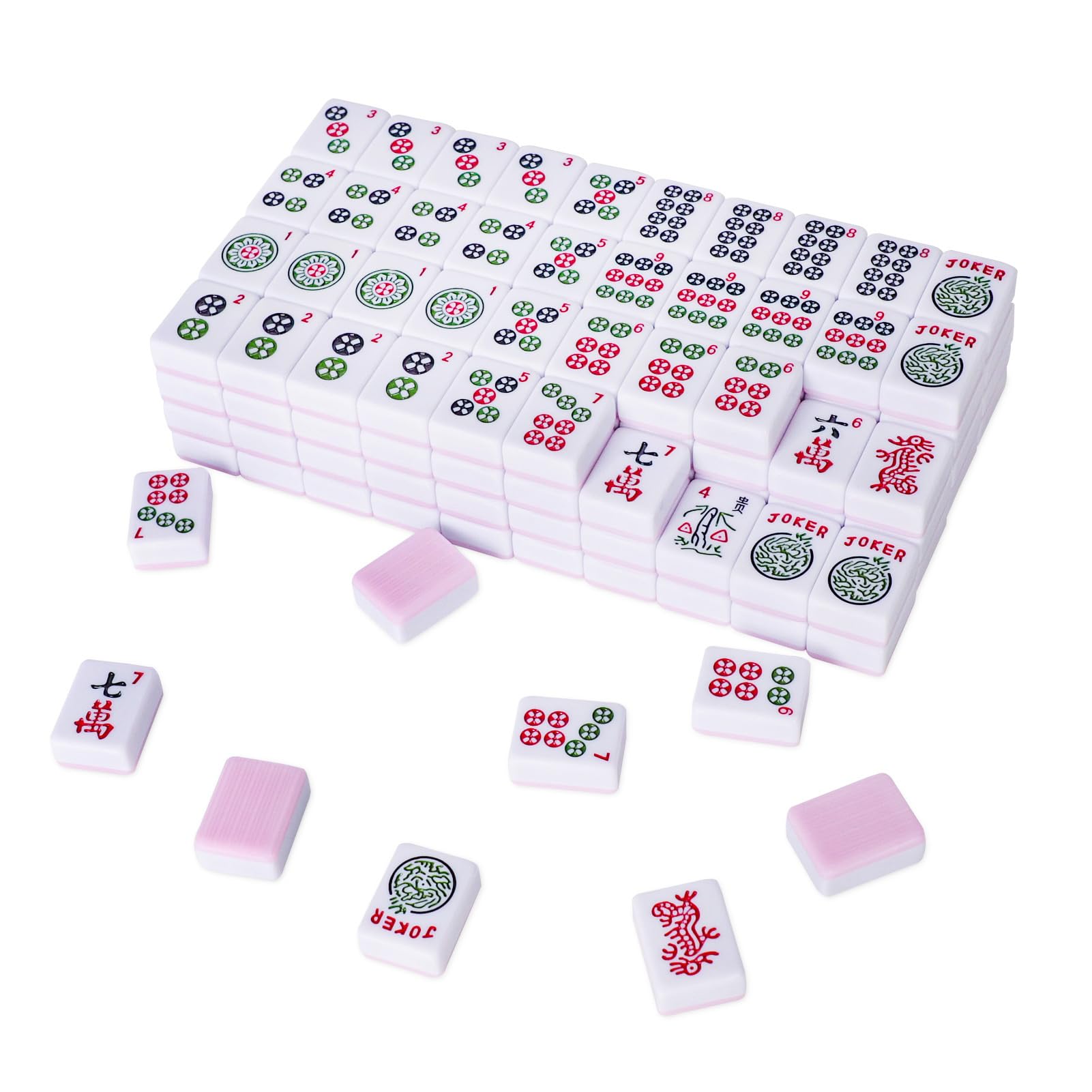 Photo 1 of TIASUSAN American Mahjong Tile Set with 166 Pink Back Tiles (1.2”, Tiles Only), Mahjong Game Set
