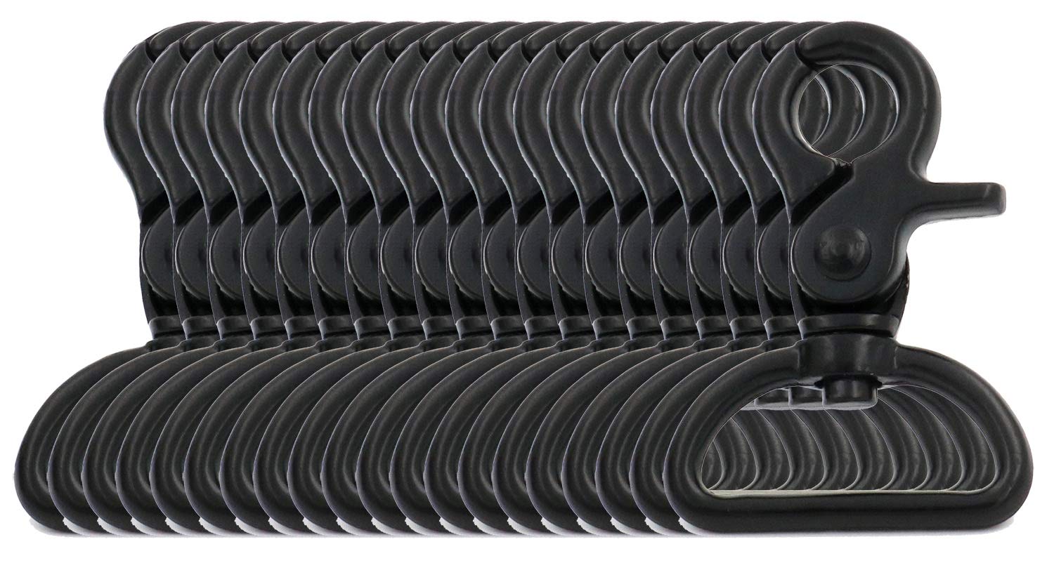 BIKICOCO 1'' Swivel Trigger Snap Hook Lobster Claw Clasp Spring Loaded Clip, D-Ring Ended, Black - Pack of 20 — image 1