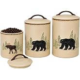 Park Designs Stoneware Rustic Retreat 3 Piece Canister Set | Farmhouse Rustic Countertop Storage | Airtight Seal | Kitchen Counter Ceramic Canister