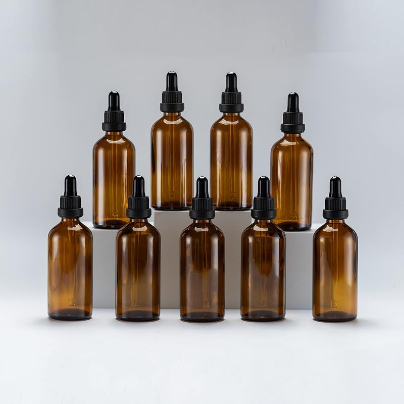 Yizhao 100ml Amber Glass Dropper Bottle 9Pcs with Glass Pipette Set