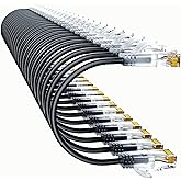 10Gsupxsel Cat6a Patch Cables 1ft (24 Pack) Slim, Cat6 Ethernet Patch Cable Pure Copper, Flexible Cat 6 Patch Cable 550MHZ 10G, Space-Saving Cat 6A Network Cables for Patch Panel, Black