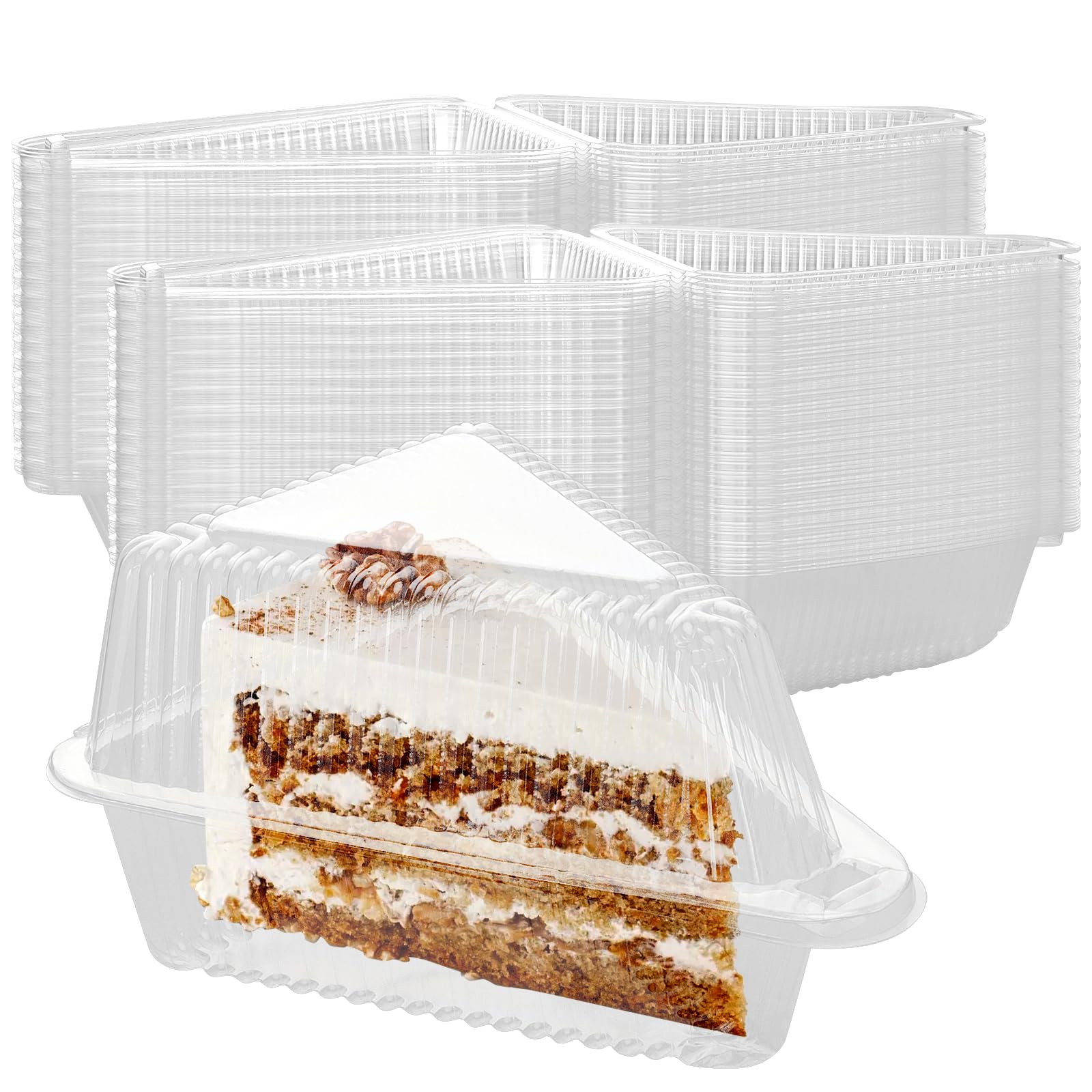 FUNSUEI 100 PCS Individual Triangle Cake Slice Boxes, Clear Cake Slice Box with Lids, Individual Cheesecake Containers for Pie, Salad, Cheese, Sandwich