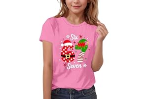 Girls Six Seven Tops Ugly Christmas Tees Funny 6 7 Meme Graphic Shirts Short Sleeve Casual Cute Xmas Tshirt for Kids