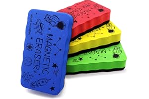 IHPUKIDI Dry Erase Eraser, Magnetic Whiteboard Eraser 4 Pack White Board Erasers, Dry Eraser for Whiteboard, Chalkboard, and Glass, Perfect for Classroom, Home, Office，4 Colors