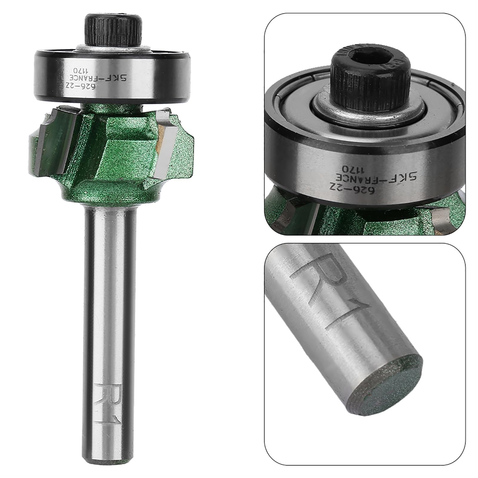 FTVOGUE Edge Trimmer Router Bit Woodworking Milling Cutter 4 Teeth Trimming Cutter for Woodworking Engraving Machine(1/4 * R1)