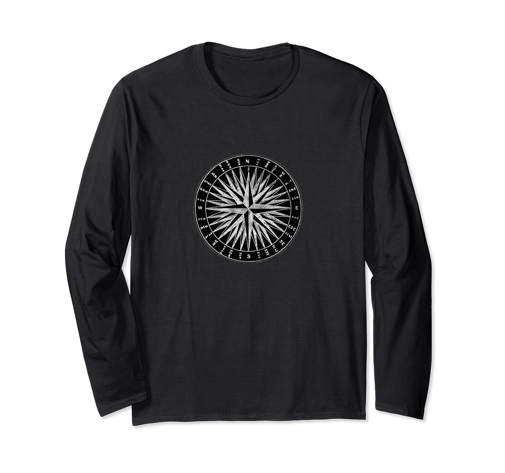 COMPASS ILLUSTRATION VINTAGE TRAVEL Camping Outdoor Sport Long Sleeve T-Shirt