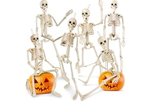 YOPINSAND 6 Pack Halloween Skeleton Decorations - 16" Poseable Skeletons with Full Body Movable Joints, Indoor and Outdoor Spooky Décor for Halloween Parties, Haunted Houses, and Yard Decorations