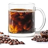 Vikko Glass Coffee Mugs, 10.75 Ounce Clear, Set of 4, Microwave & Dishwasher Safe