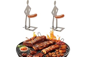 BE-TOOL 2 PCS Funny Hot Dog Sausage Stand Holder Standing Man Sausage Barbecue Rack Reusable Stainless Steel Hotdog and Sausage Stand for Barbecue, Camping, Spring Trip