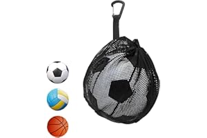 10x12 Inch Mesh Ball Bag, Drawstring Sports Ball Carrier with Zipper Pocket, Durable Breathable Mesh, for Basketball Soccer V