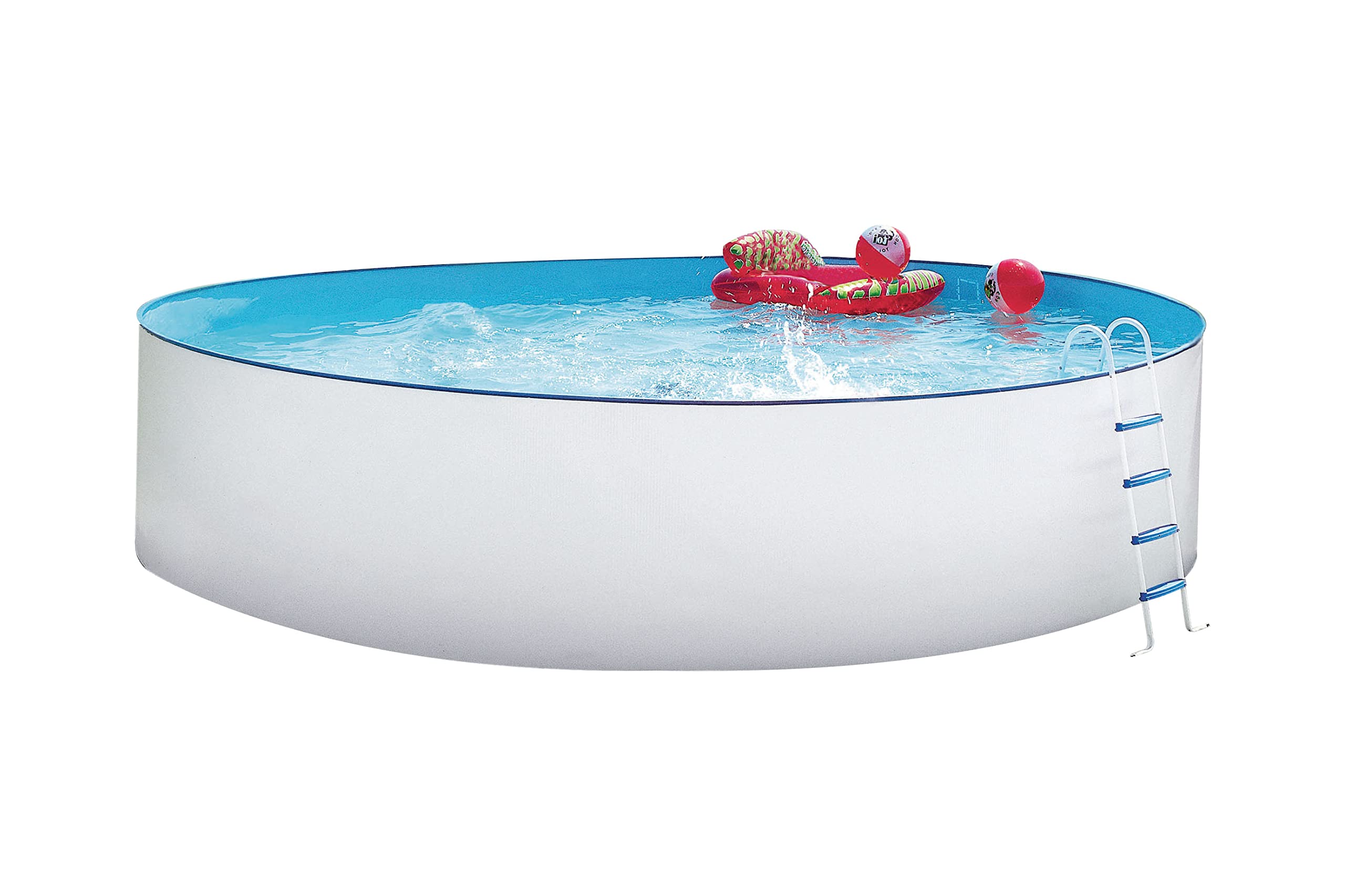 Steinbach Stahlwandpool Set Nuovo – 011121 – Ø 550 x 120 cm – Runder Pool in Weiß für bis zu 25.600 l Wasserinhalt – Mit winterfester blauer Innenfolie und zahlreichem Zubehör
