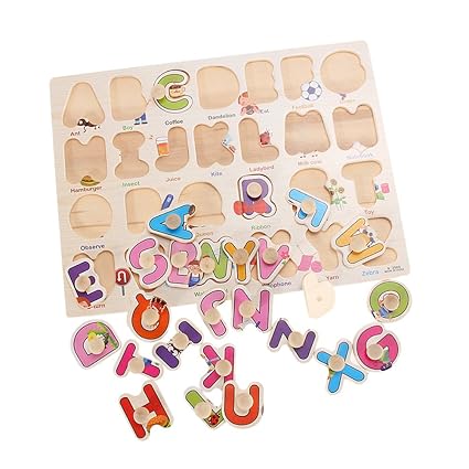 TOYMYTOY Wooden Alphabet Puzzle Bundle Board Educational Puzzle Bundle Board