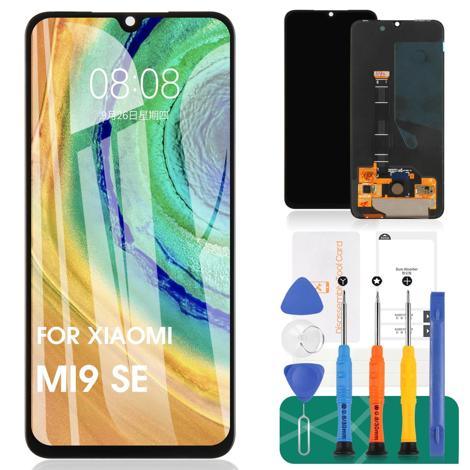 SRJTEK TFT For Xiaomi Mi 9 SE Screen Replacement For Mi 9 SE LCD Display For Mi 9 SE Touch Digitizer M1903F2G Repair Kits (Black,No Fingerprint Recognition)