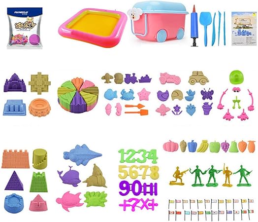 Amazon Hamilo 砂遊び おもちゃ 砂場 収納ケース サンドボックス 空気入れ スコップ 10種セット ケース ボックス おもちゃ