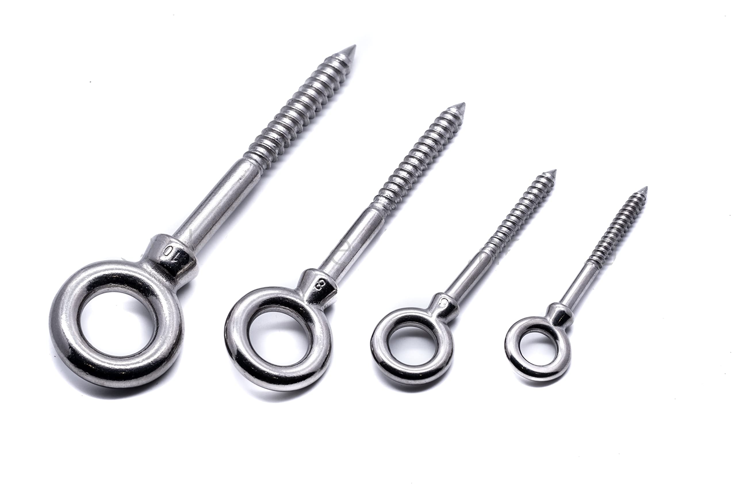 10pcs 5mm x 50mm Stainless steel woodscrew eye bolt A4 316 marine grade lifting threaded ring (10, 5mm x 50mm)
