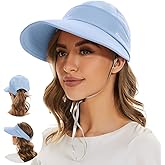 Sun Hats for Women UV Protection Wide Brim 2 in 1 Zip-Off Visor Summer Beach Womens Packable Golf Hat