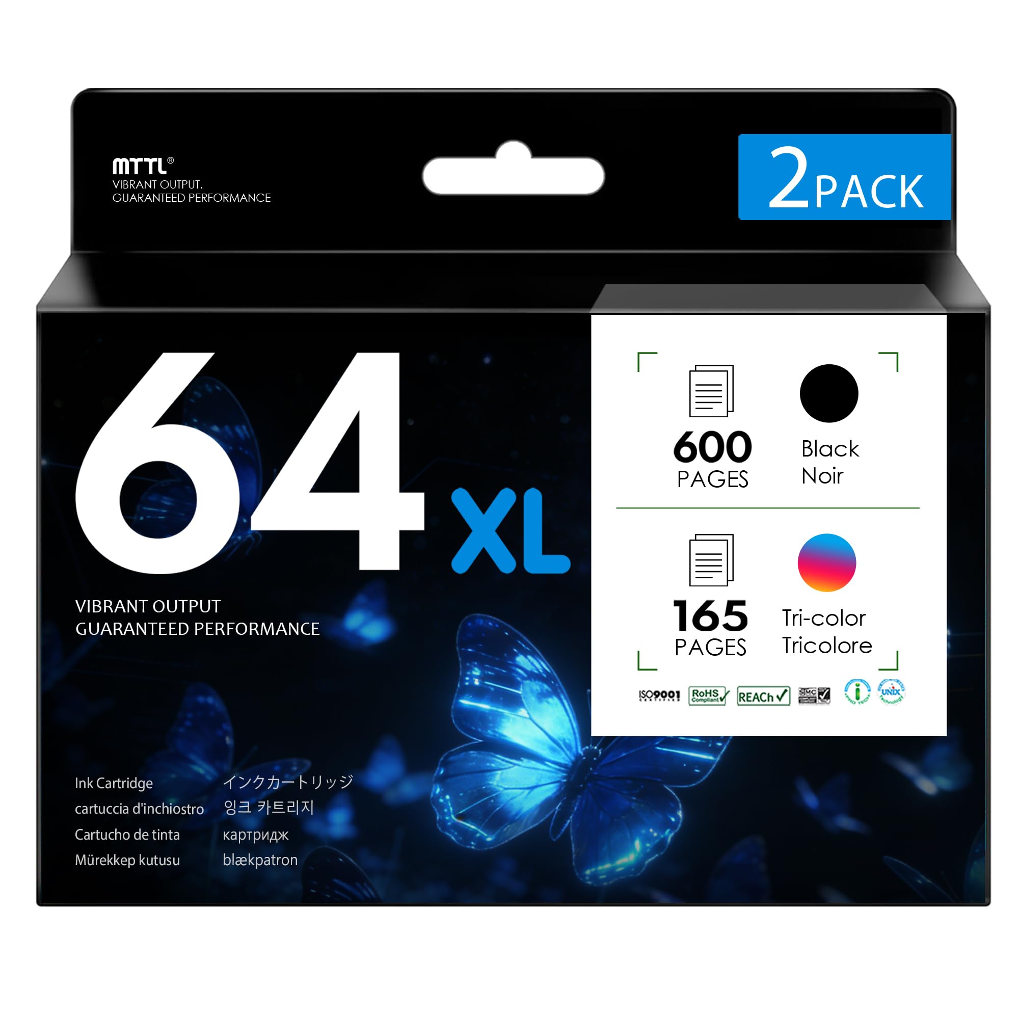 Photo 1 of 64XL Ink Cartridge (Black and Color 2-Pack) Replacement for HP 64 XL 64 Ink Cartridges Fits for Envy Photo 7858 7855 7155 7864 7158 6252 6255 Tango Printer Combo Pack