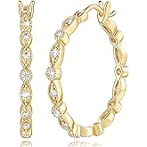 Sincere-ljh Gold Hoop Earrings for Women 14K Gold Earrings for Women Hoop Earring for Womens Hoops Evil Eye Hoops Earring for Womens Crafted with Cubic Zirconia 30mm
