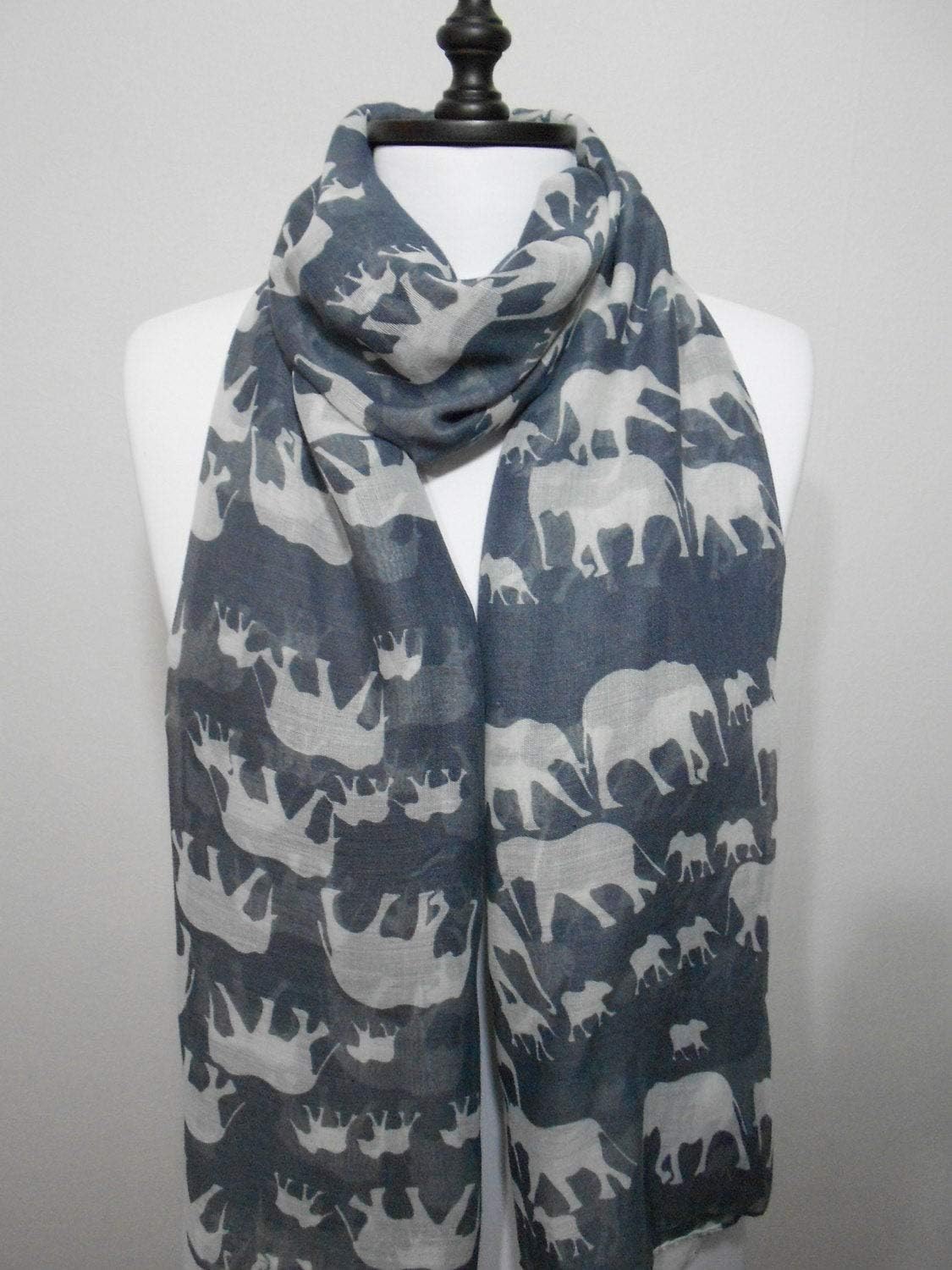 Elephant Scarf Shawl Beach Wrap Boho Accessories Animal Print Scarf