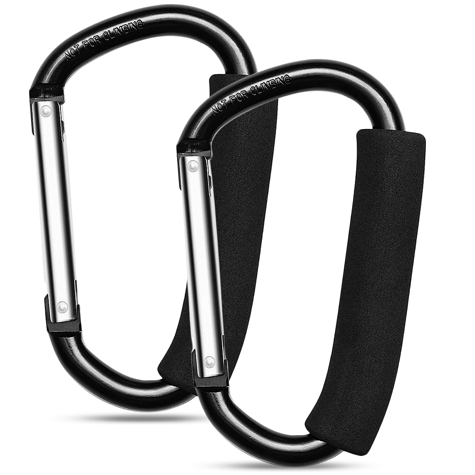 FFDASHUN 2 Pack Large Buggy Clips Heavy Duty Aluminium Carabiner Super Durable Lock Carabiner Hook for Camping Hammocks Dog Leash Yoga Swing(Black)