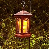 Solar Outdoor Waterproof Hanging Lantern, Garden Decorative Solar Lights PVC Upgrade 3 LED Flickering Flameless Candle Decora