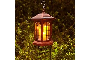 GUANFU Solar Outdoor Waterproof Hanging Lantern, Garden Decorative Solar Lights PVC Upgrade 3 LED Flickering Flameless Candle Decorative Lights for Garden(Garden Candle)