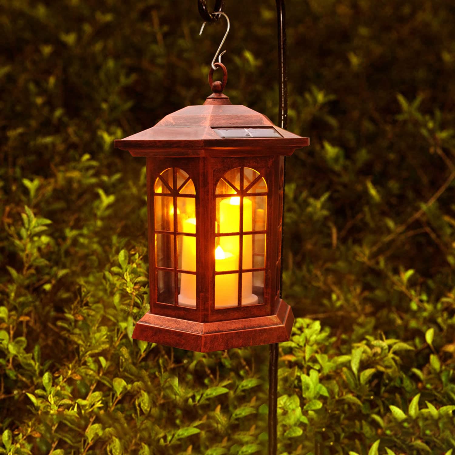 Photo 1 of ***DAMAGED - SEE NOTES/PICTURES***Solar Outdoor Waterproof Hanging Lantern, Yard Decorative Solar Lights PVC Upgrade 3 LED Flickering Flameless Candle Decorative Lights for Garden(Garden Candle)