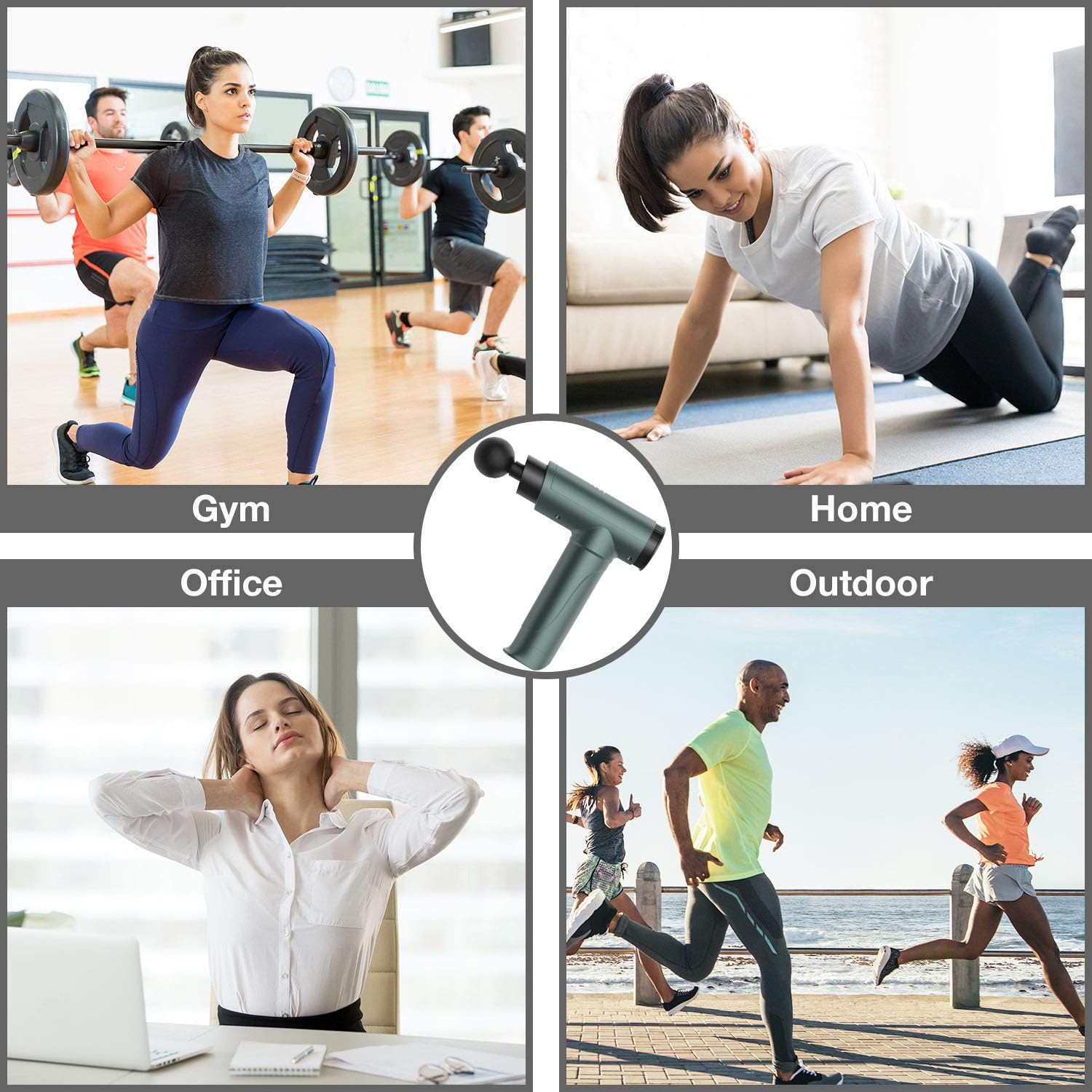 Muscle Massage Gun, PretiHom Percussion Massage for Athletes Deep Tissue Massager Impact Device Handheld Muscle Electric Gun with 6 Adjustable Speed and 8 Heads Helps Relieve Soreness: Health & Personal Care