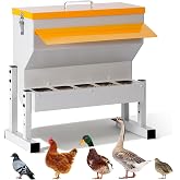 PKNYBZH No Waste Automatic Chicken Feeder, 16L Metal Chicken Feeder | Duck Feeder for Outdoor, Large Poultry Feeder with Adjustable Stand &amp; 5 Feeding Ports