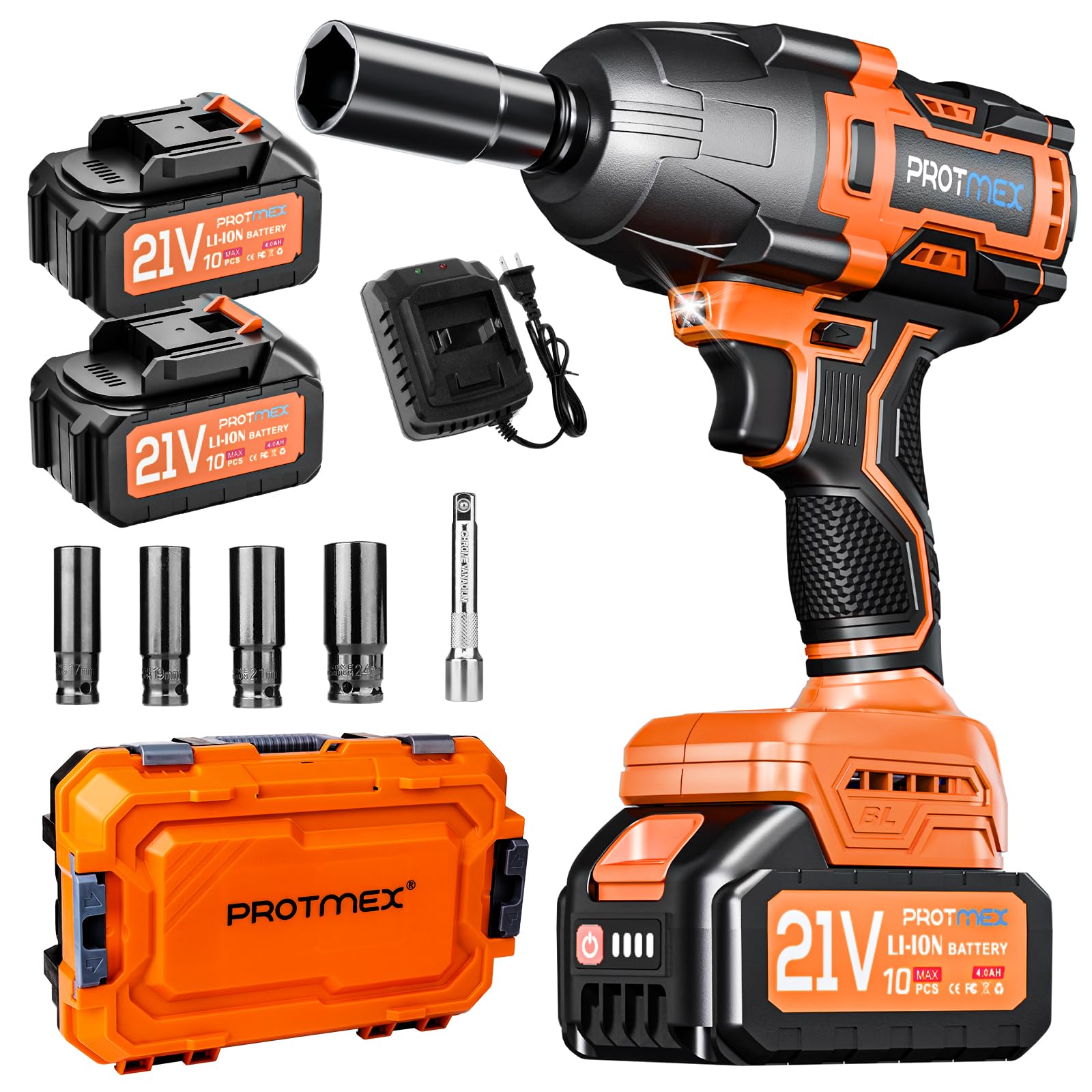 Photo 1 of Cordless Impact Wrench, 900Ft-lbs (1200N.m) 1/2" Brushless Impact Gun, 21V High Torque Power Impact Driver, 2x4.0Ah Batteries Electric Impact Motor Variable Speeds for Family Car/Pickup Truck/Mower