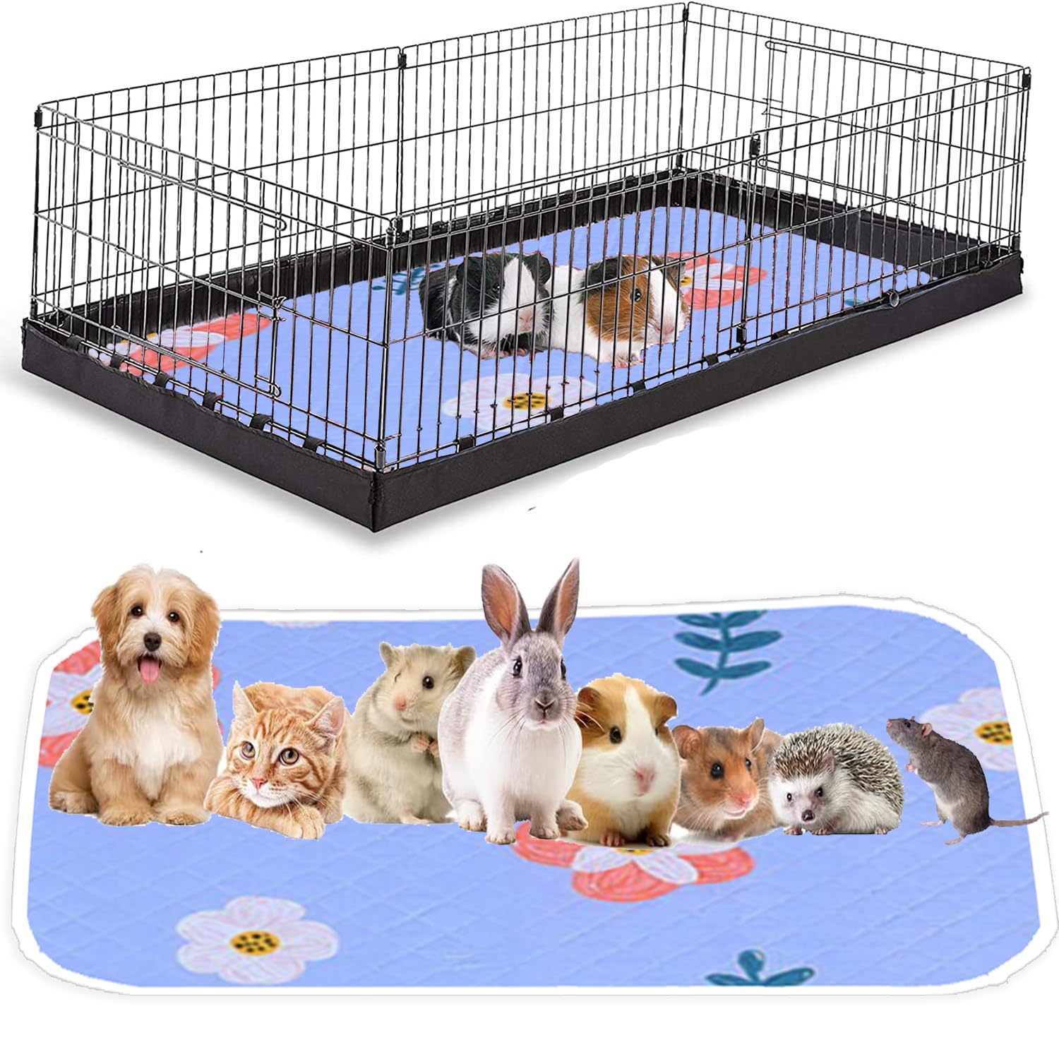 KAKOLOPT Guinea Pig Cage Liners Absorbent Bedding Reusable Washable Pet Mats For Rabbit Hamster Chinchillas Bedding Pet Mat for Small Animals Dog Cat Liners Potty Mat Guinea Pig Accessory 35"x 27"