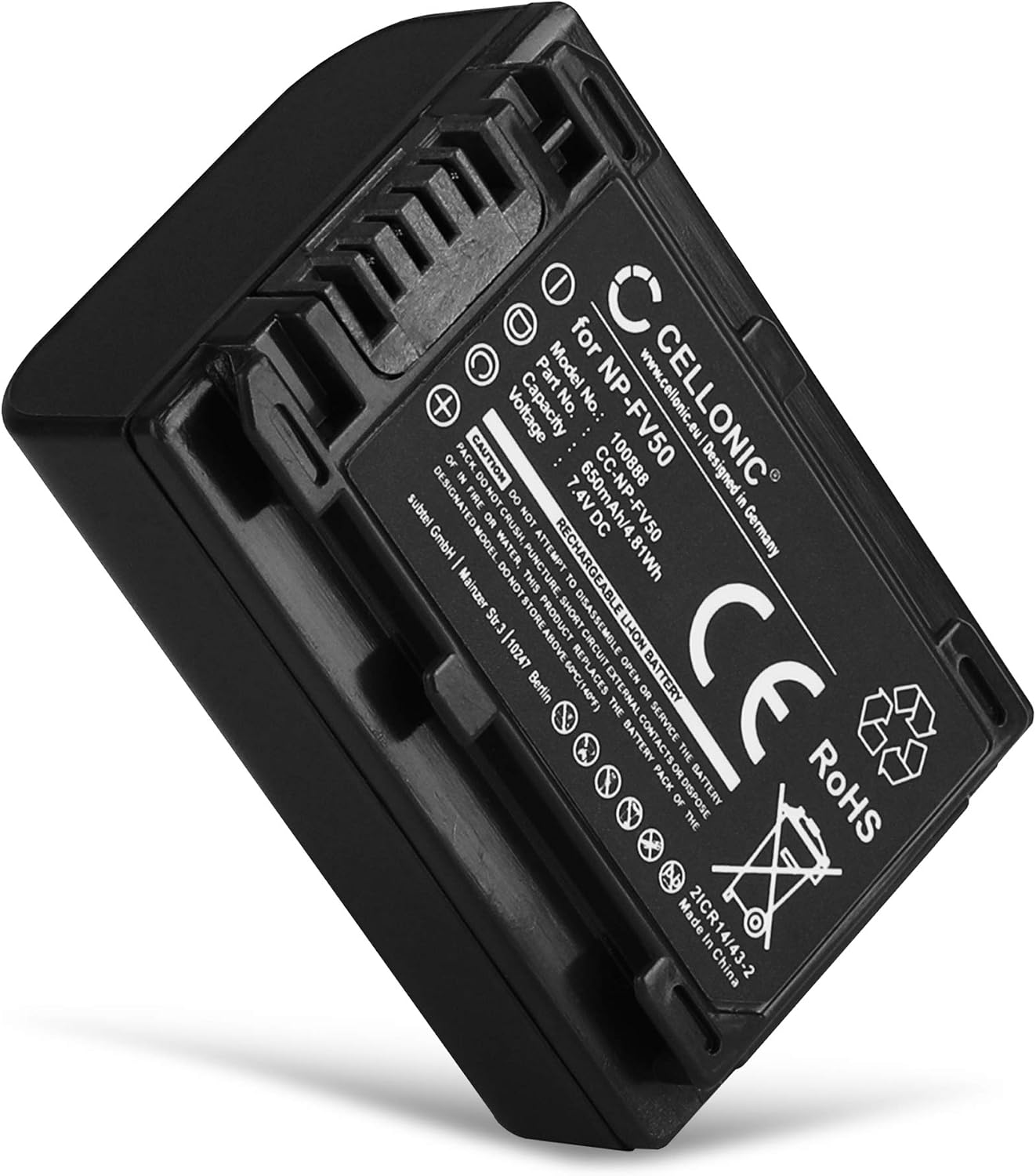 CELLONIC 1x Battery for Camera Compatible with Sony FDR-AX33, HDR-CX250, HDR-CX270, NP-FV70 - (650mAh, 7.4V)