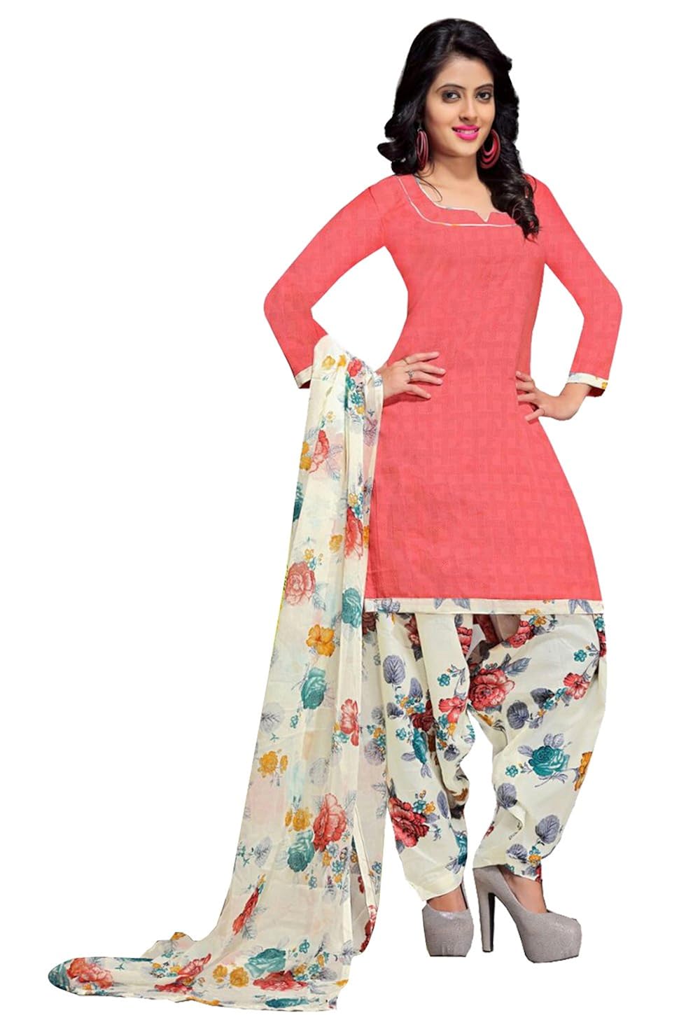 rajnandini women's cotton printed dress material(joplvsm3846_peach_free size)
