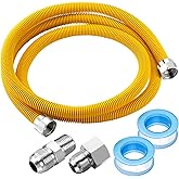 Puxyblue [2026 New] 72" Flexible Gas Line Kit for Dryer Stove Range Water Heater - 1/2" OD(3/8" ID) Flexible Stainless Steel 