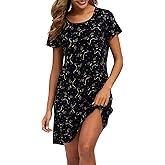 ENJOYNIGHT Nightgown for Women Cotton Short Sleeve Nightshirts Casual Print Sleepwear