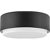 Hinkley Cedric 30073BK Small Flush Mount Ceiling Light, Etched Opal Glass Shade, Modern Design, Black