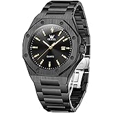 OLEVS Octagonal Watches for Men, Classic Stainless Steel Large Face Mens Dress Watches, Casual Waterproof Quartz Watches for Men, White/Black/Blue/Gold Dial