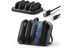 JSAUX Charging Dock Compatible with Nintendo Switch 2 Controllers, 4-in-1 Magnetic Charger Station with Adjustable Stand & LE