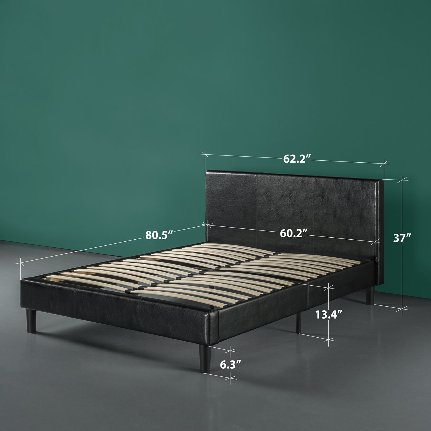 Zinus Faux Leather Upholstered Platform Bed with Wooden ...